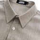 JOGAL A569 men's long sleeve button down work shirt construction detail shown in Khaki