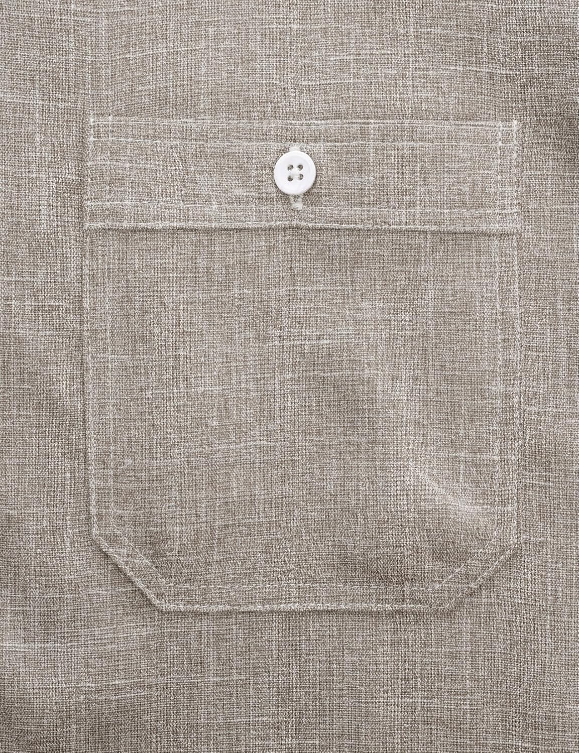 JOGAL A569 men's long sleeve button down work shirt construction detail shown in Khaki