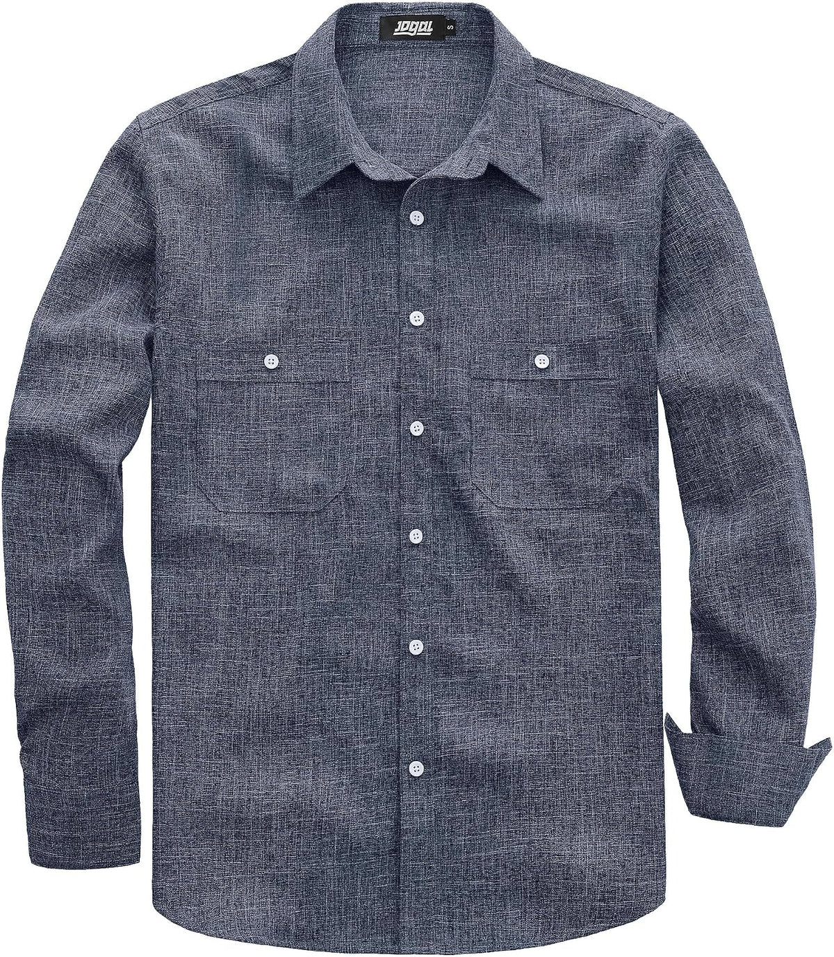 JOGAL A569 men's long sleeve button down work shirt in Navy front view