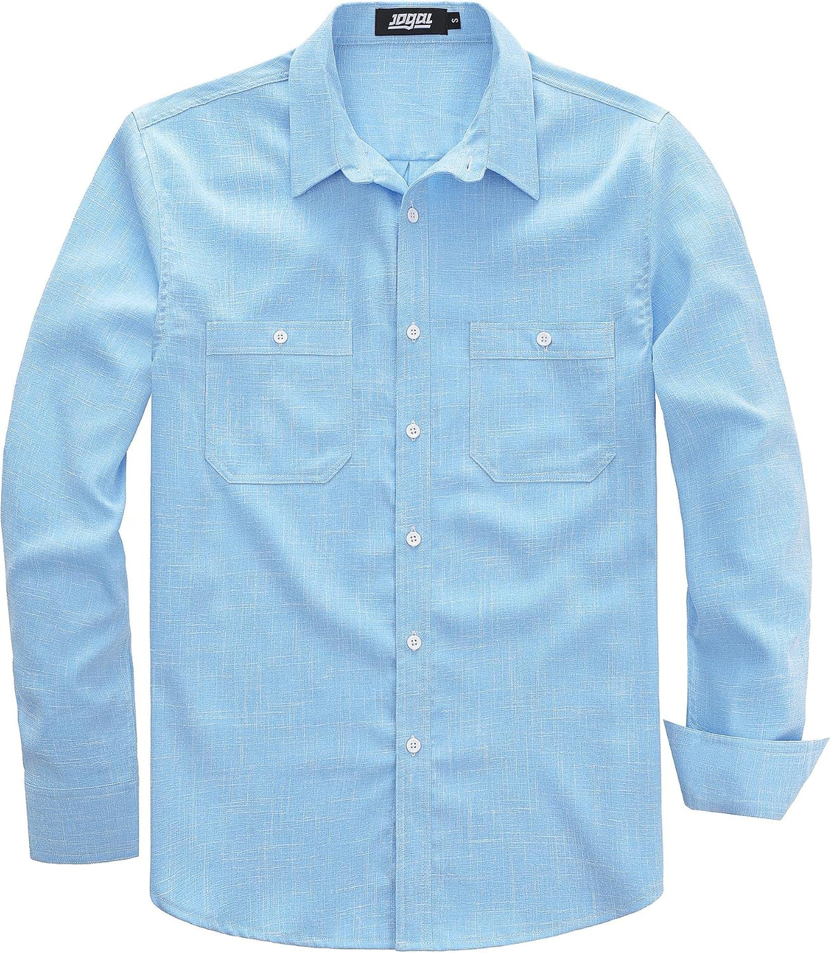 JOGAL A569 men's long sleeve button down work shirt in Skyblue front view