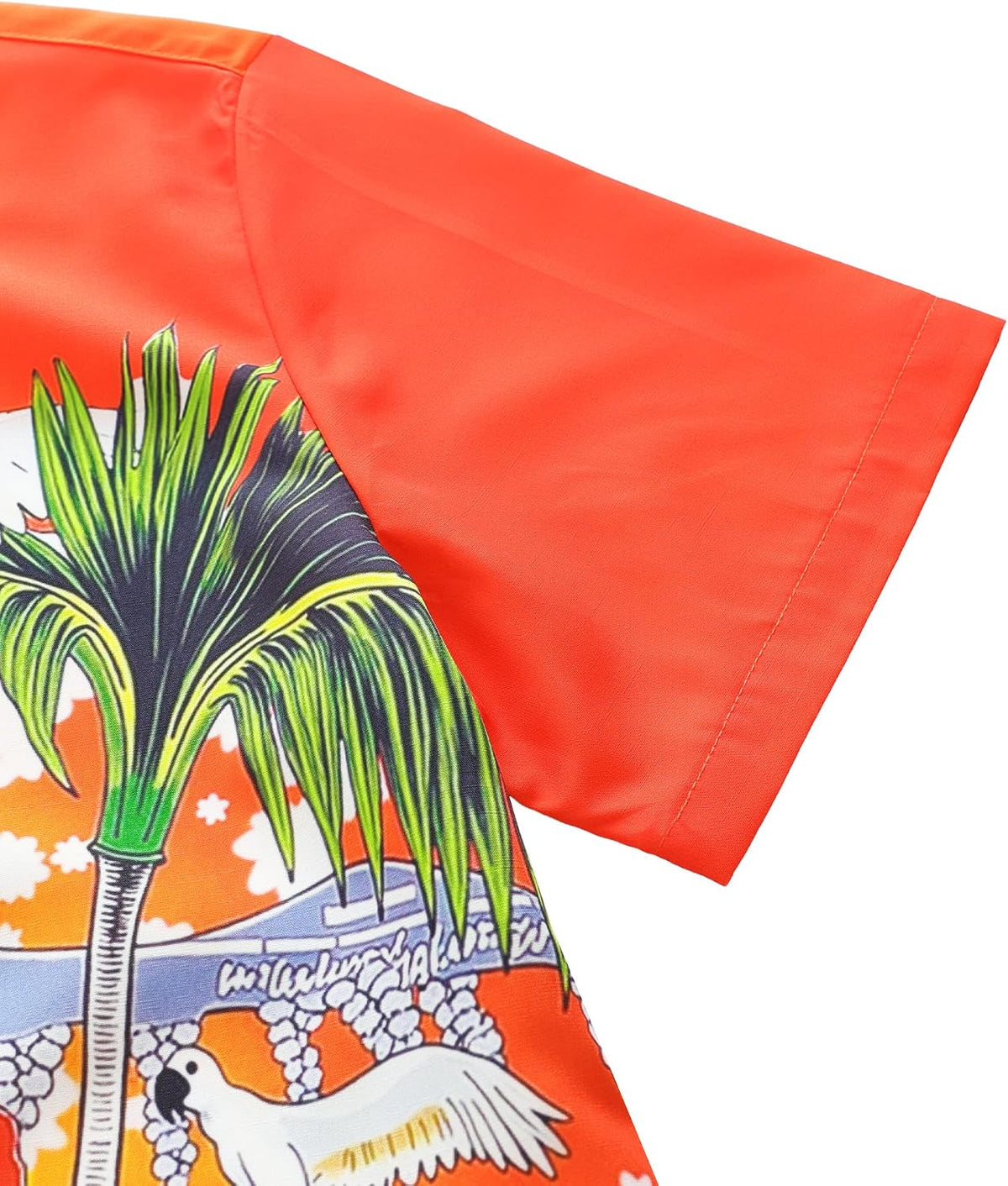 JOGAL A571 men's Tropical 3D Print Hawaiian Short-Sleeve Button-Down Shirt, detail view