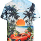 JOGAL A571 men's Tropical 3D Print Hawaiian Short-Sleeve Button-Down Shirt in Red Green, back view