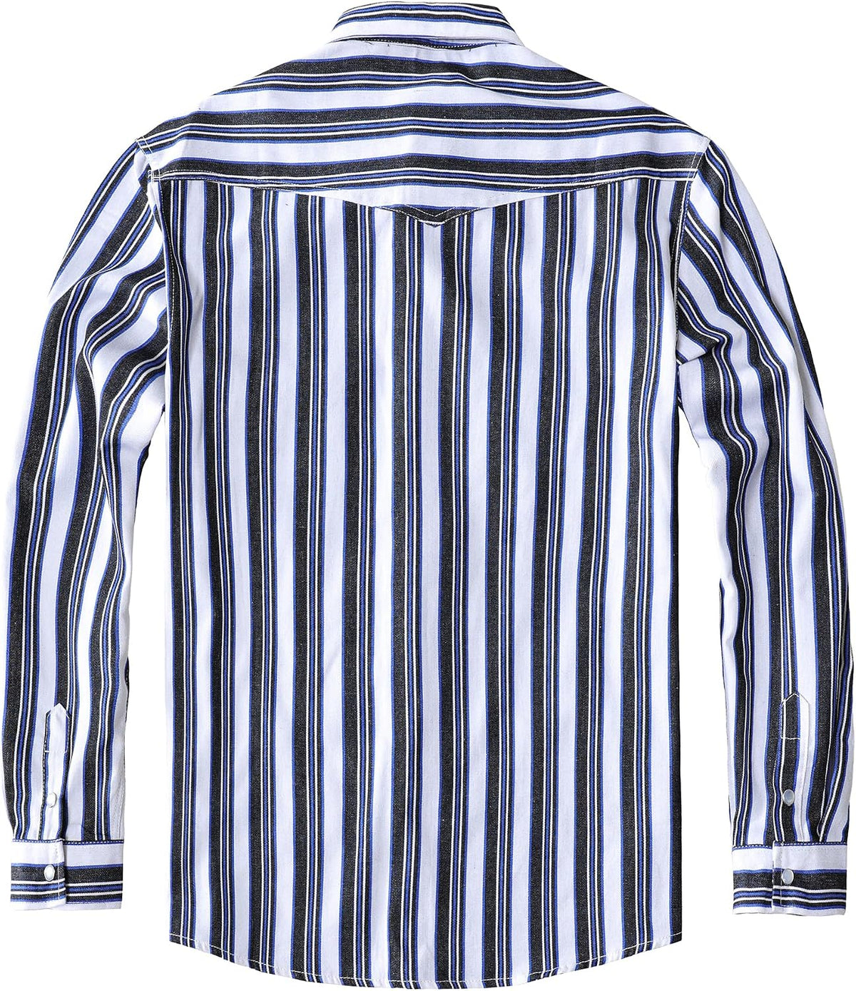 JOGAL A575 Men's Western Striped Long-Sleeve Pearl-Snap Shirt - Black White - back