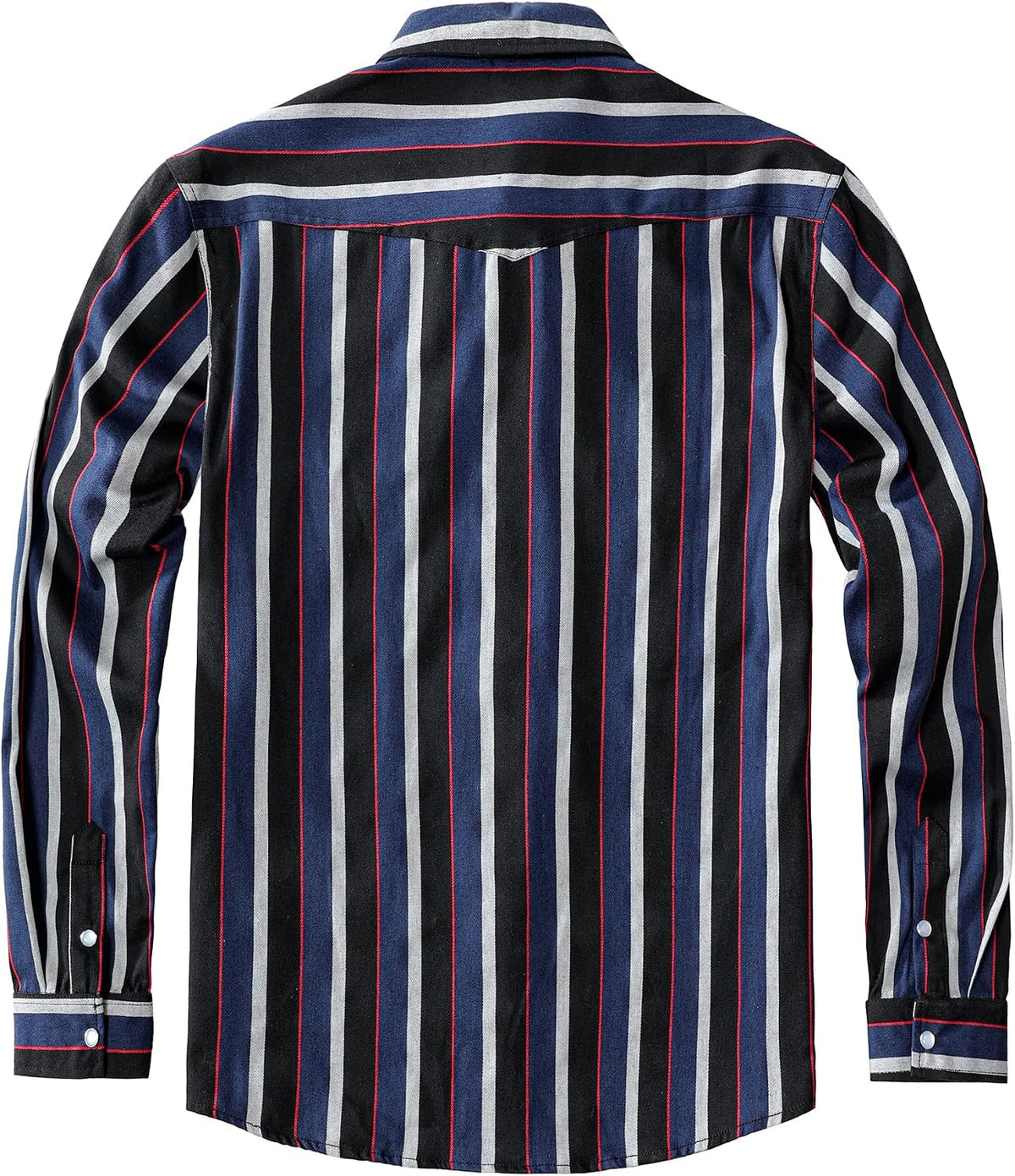 JOGAL A575 Men's Western Striped Long-Sleeve Pearl-Snap Shirt - Blue Black - back