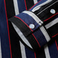 JOGAL A575 Men's Western Striped Long-Sleeve Pearl-Snap Shirt - Blue Black - cuff detail