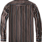 JOGAL A575 Men's Western Striped Long-Sleeve Pearl-Snap Shirt - Brown Black - back