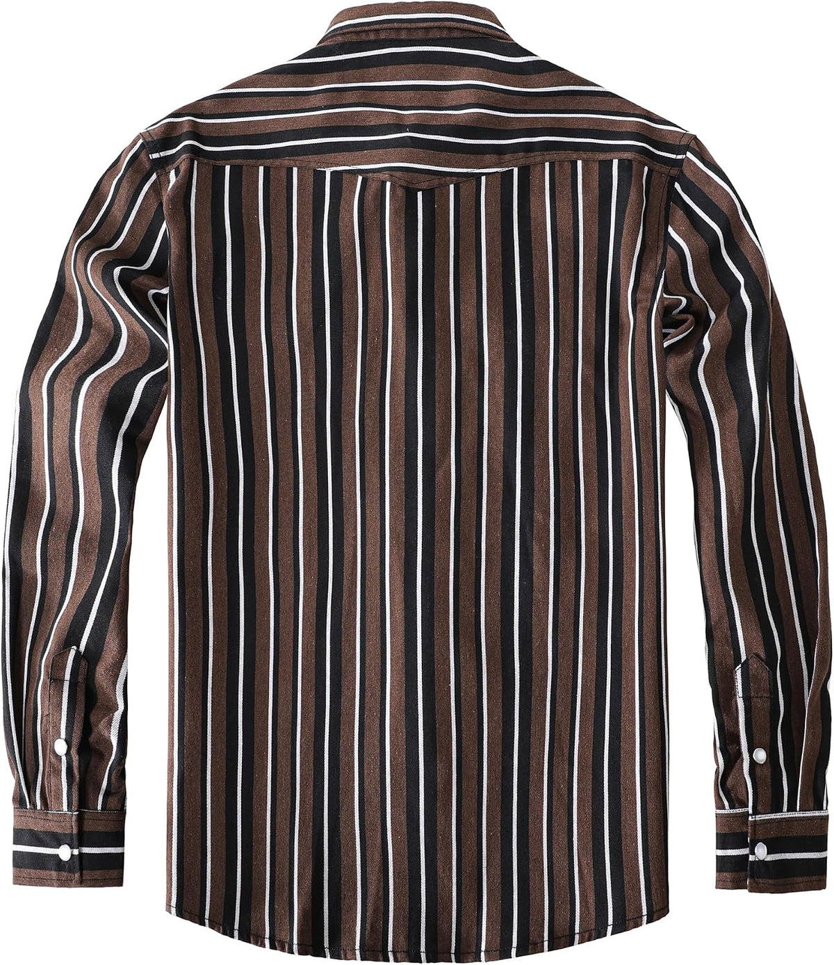 JOGAL A575 Men's Western Striped Long-Sleeve Pearl-Snap Shirt - Brown Black - back