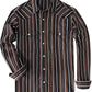 JOGAL A575 Men's Western Striped Long-Sleeve Pearl-Snap Shirt - Brown Black - front