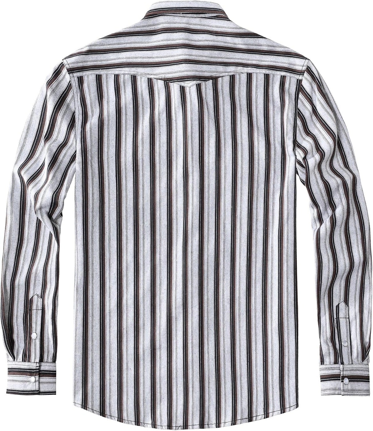 JOGAL A575 Men's Western Striped Long-Sleeve Pearl-Snap Shirt - Brown White - back