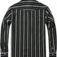 JOGAL A575 Men's Western Striped Long-Sleeve Pearl-Snap Shirt - Denim Army Green - back