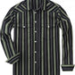 JOGAL A575 Men's Western Striped Long-Sleeve Pearl-Snap Shirt - Denim Army Green - front