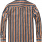 JOGAL A575 Men's Western Striped Long-Sleeve Pearl-Snap Shirt - Denim Black Orange - back