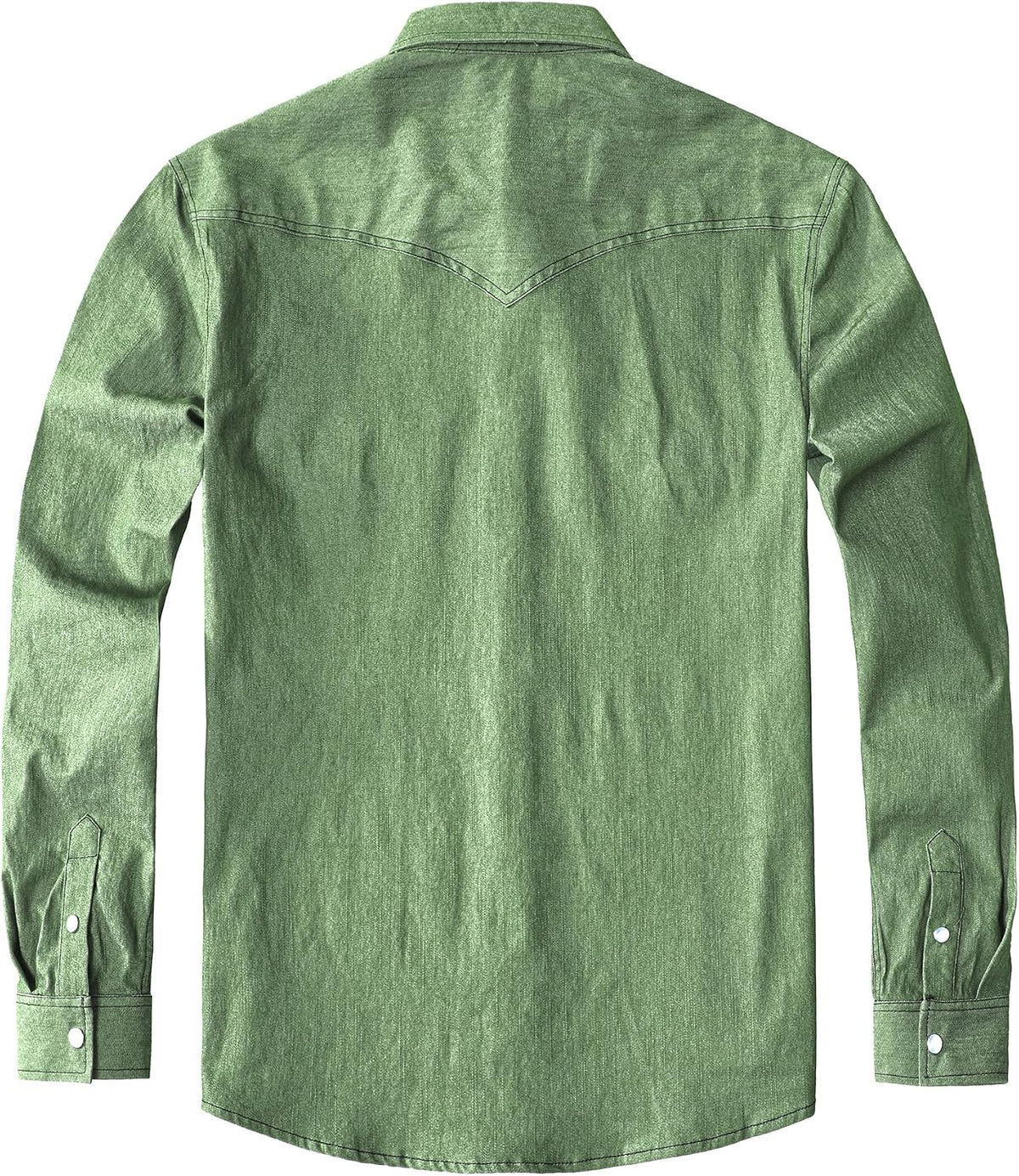 JOGAL A579 Men's Western Denim Long-Sleeve Pearl-Snap Shirt - Army Green - back