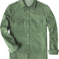JOGAL A579 Men's Western Denim Long-Sleeve Pearl-Snap Shirt - Army Green - front
