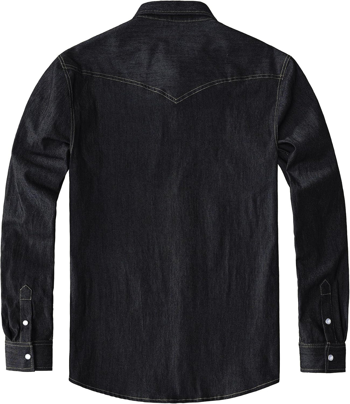 JOGAL A579 Men's Western Denim Long-Sleeve Pearl-Snap Shirt - Black Denim - back