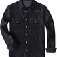 JOGAL A579 Men's Western Denim Long-Sleeve Pearl-Snap Shirt - Black Denim - front