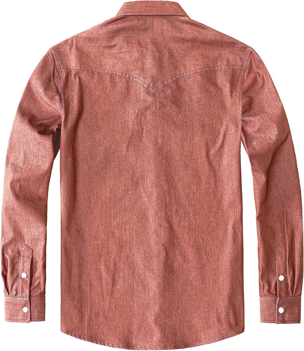JOGAL A579 Men's Western Denim Long-Sleeve Pearl-Snap Shirt - Brown Red - back