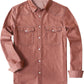 JOGAL A579 Men's Western Denim Long-Sleeve Pearl-Snap Shirt - Brown Red - front