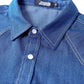 JOGAL A579 Men's Western Denim Long-Sleeve Pearl-Snap Shirt - Dark Denim - collar and placket detail