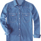 JOGAL A579 Men's Western Denim Long-Sleeve Pearl-Snap Shirt - Denim - front