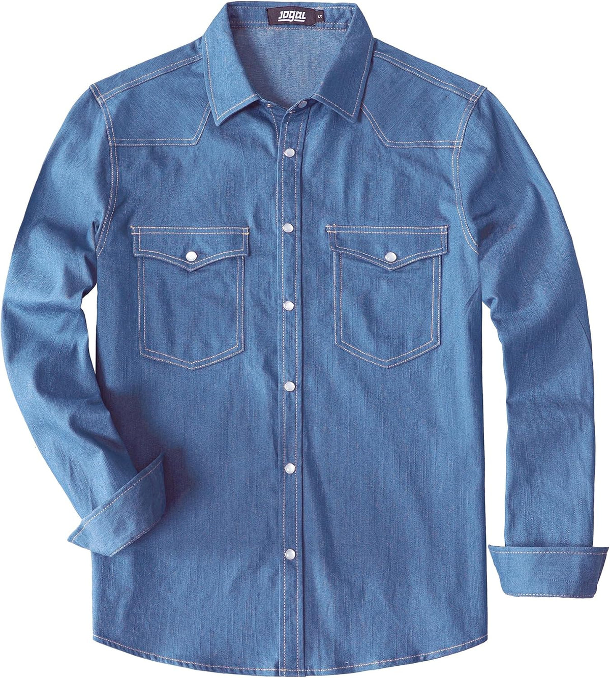 JOGAL A579 Men's Western Denim Long-Sleeve Pearl-Snap Shirt - Denim - front