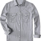 JOGAL A579 Men's Western Denim Long-Sleeve Pearl-Snap Shirt - Grey - front