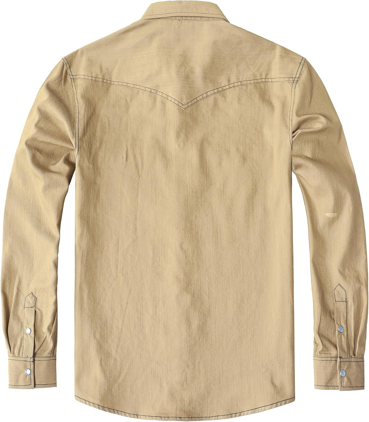 JOGAL A579 Men's Western Denim Long-Sleeve Pearl-Snap Shirt - Khaki - back