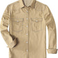 JOGAL A579 Men's Western Denim Long-Sleeve Pearl-Snap Shirt - Khaki - front
