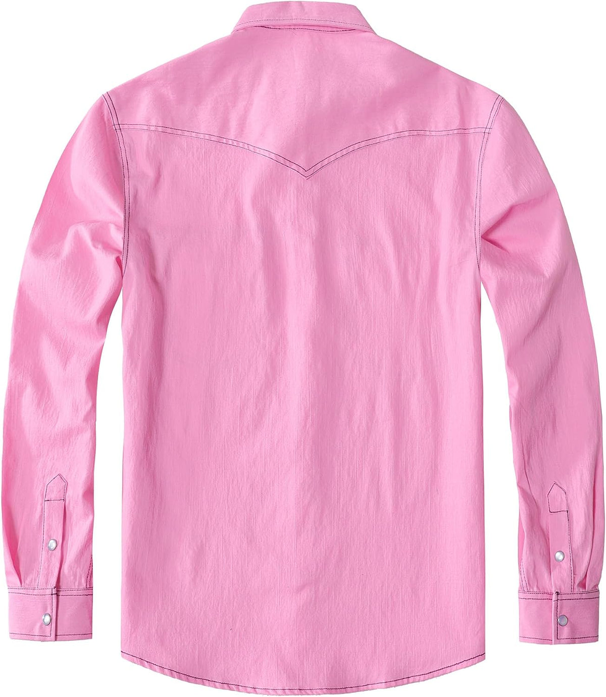 JOGAL A579 Men's Western Denim Long-Sleeve Pearl-Snap Shirt - Pink - back