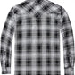 JOGAL A598 men's 6 oz Flannel Plaid Western Pearl Snap Shirt in Black Grey, back view