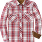 JOGAL A598 men's 6 oz Flannel Plaid Western Pearl Snap Shirt in Burgundy, front view