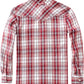 JOGAL A598 men's 6 oz Flannel Plaid Western Pearl Snap Shirt in Burgundy, back view