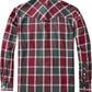 JOGAL A598 men's 6 oz Flannel Plaid Western Pearl Snap Shirt in Burgundy Green, back view