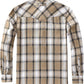 JOGAL A598 men's 6 oz Flannel Plaid Western Pearl Snap Shirt in Khaki White, back view