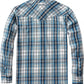 JOGAL A598 men's 6 oz Flannel Plaid Western Pearl Snap Shirt in Navy Beige, back view