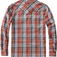 JOGAL A598 men's 6 oz Flannel Plaid Western Pearl Snap Shirt in Orange Blue, back view