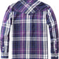 JOGAL A598 men's 6 oz Flannel Plaid Western Pearl Snap Shirt in Purple, back view