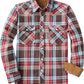 JOGAL A598 men's 6 oz Flannel Plaid Western Pearl Snap Shirt in Red Brown, front view