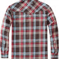 JOGAL A598 men's 6 oz Flannel Plaid Western Pearl Snap Shirt in Red Brown, back view
