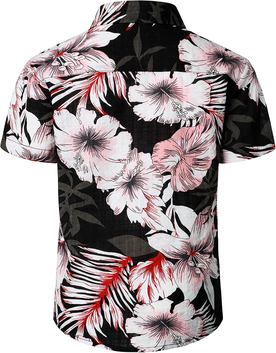JOGAL C100 boys floral Hawaiian shirt in Black Pink - back