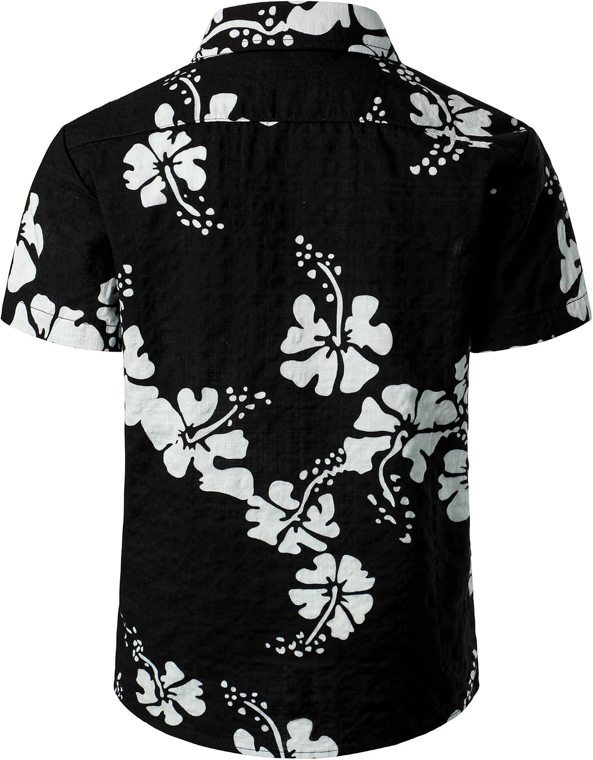 JOGAL C100 boys floral Hawaiian shirt in Black White - back