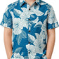 JOGAL C100 boys floral Hawaiian shirt in Blue - front
