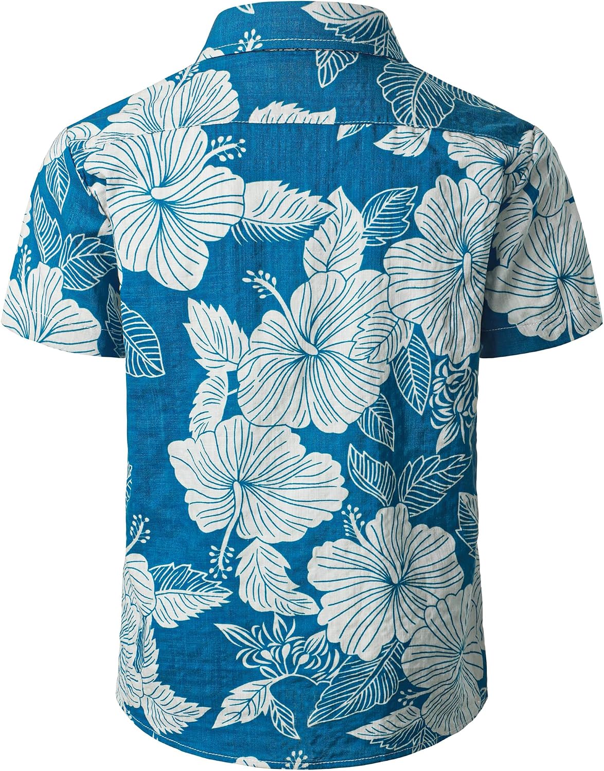 JOGAL C100 boys floral Hawaiian shirt in Blue - back