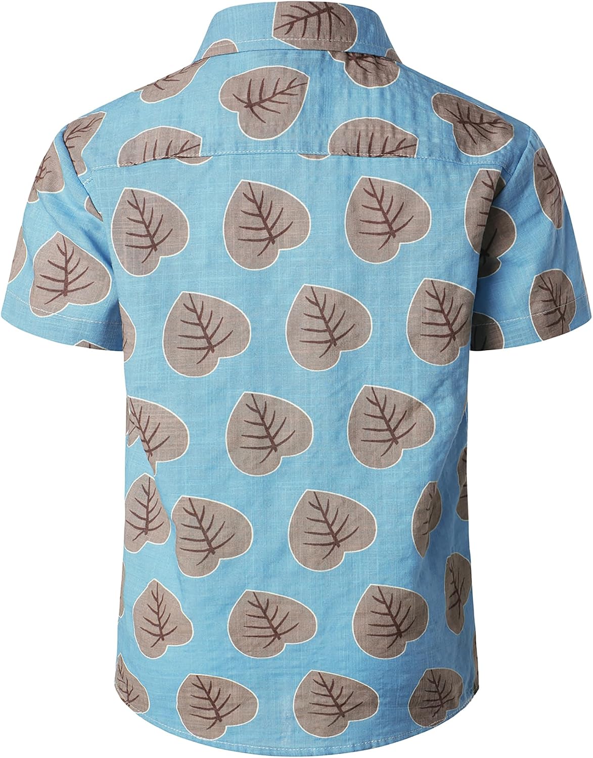 JOGAL C100 boys floral Hawaiian shirt in Blue Brown - back