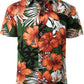 JOGAL C100 boys floral Hawaiian shirt in Green - front