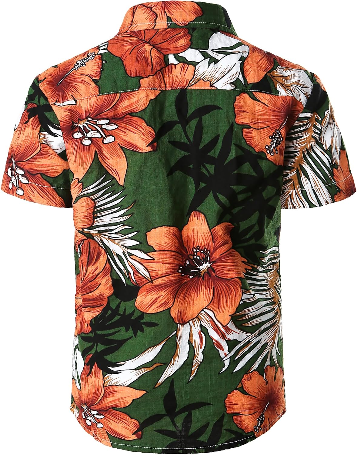 JOGAL C100 boys floral Hawaiian shirt in Green - back