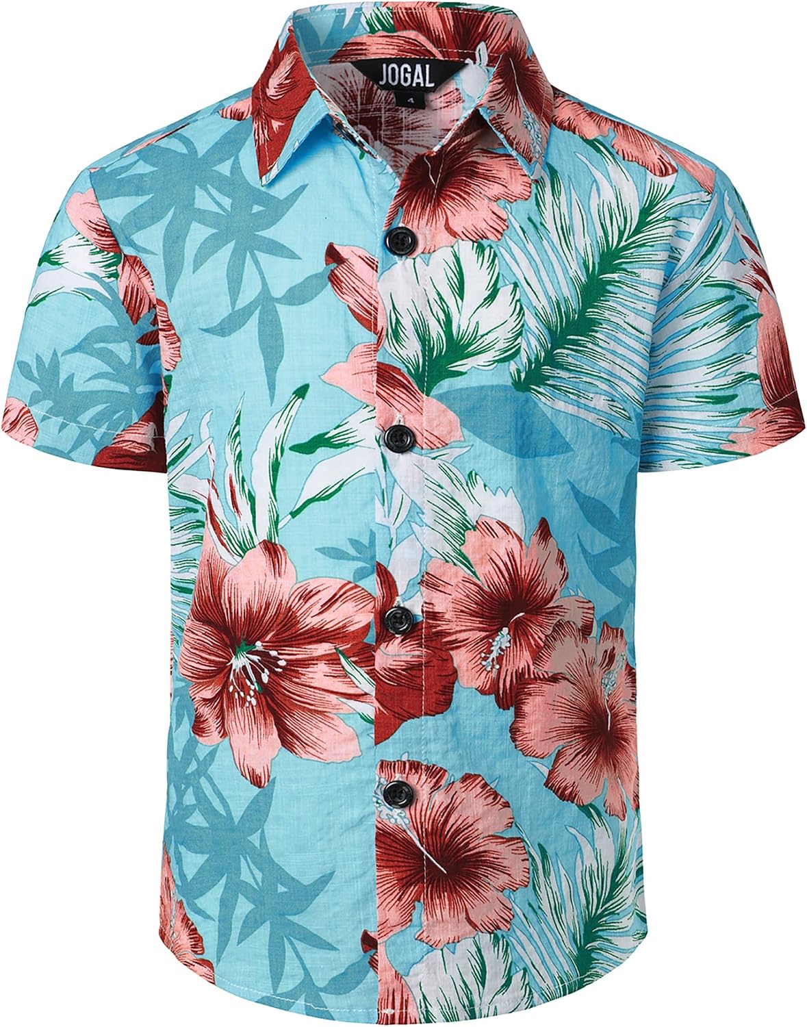 JOGAL C100 boys floral Hawaiian shirt in Lightblue - front