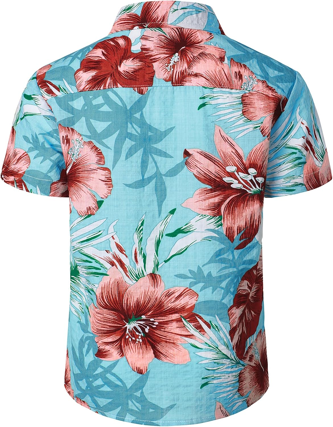 JOGAL C100 boys floral Hawaiian shirt in Lightblue - back