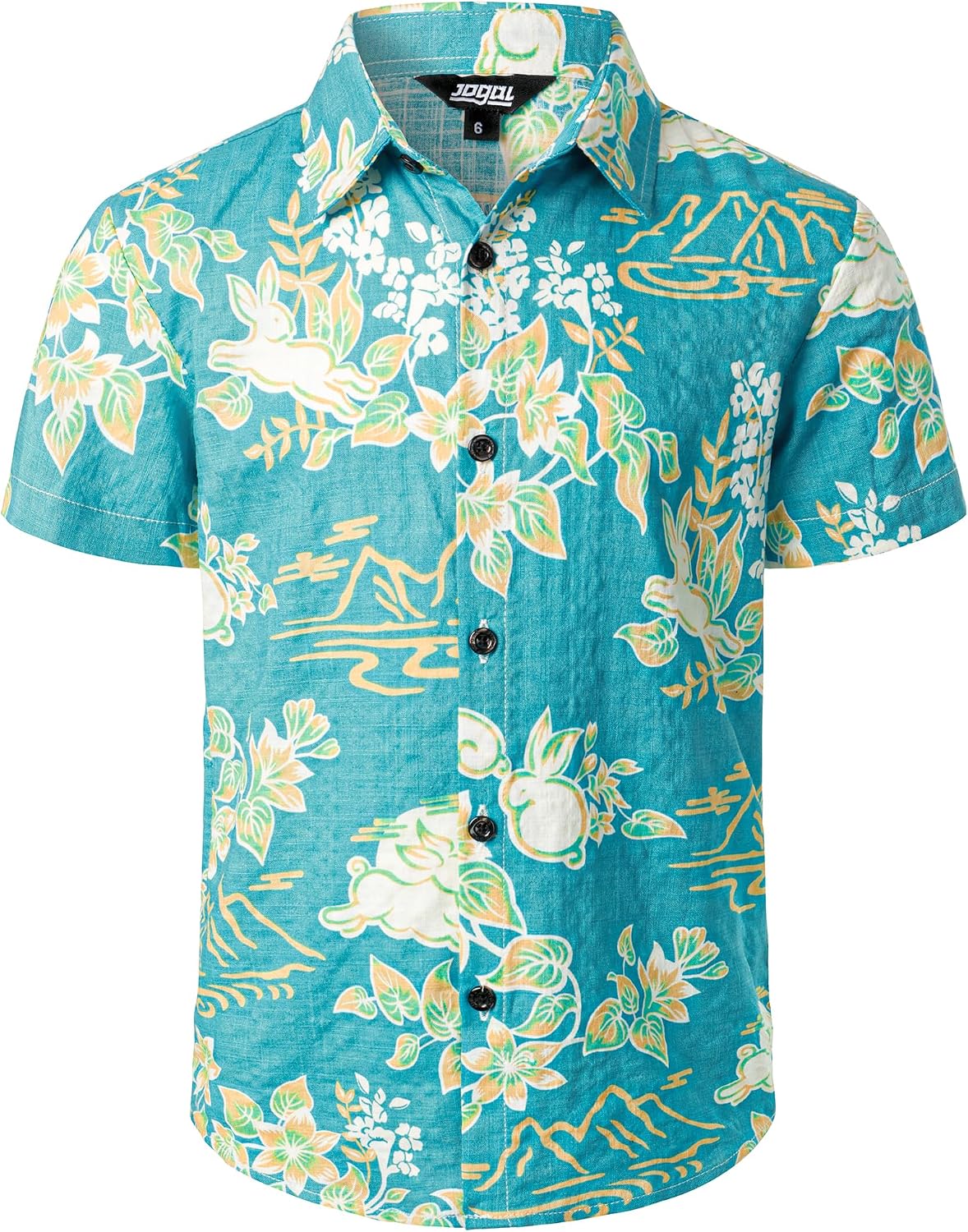 JOGAL C100 boys floral Hawaiian shirt in Light Yellow - front