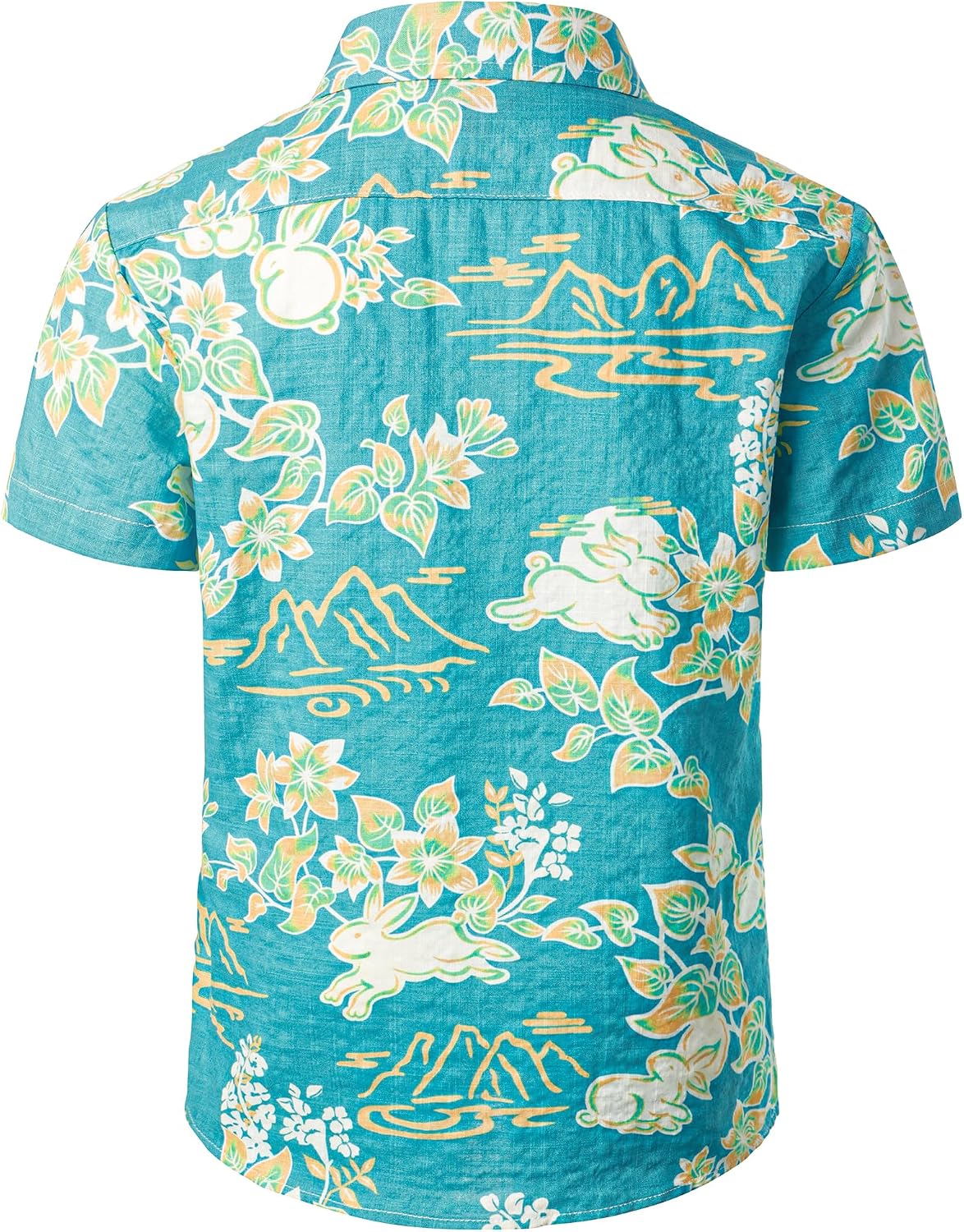 JOGAL C100 boys floral Hawaiian shirt in Light Yellow - back